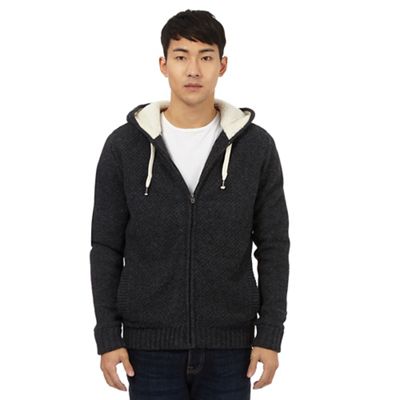 St George by Duffer Dark grey quilted lined hoodie with wool